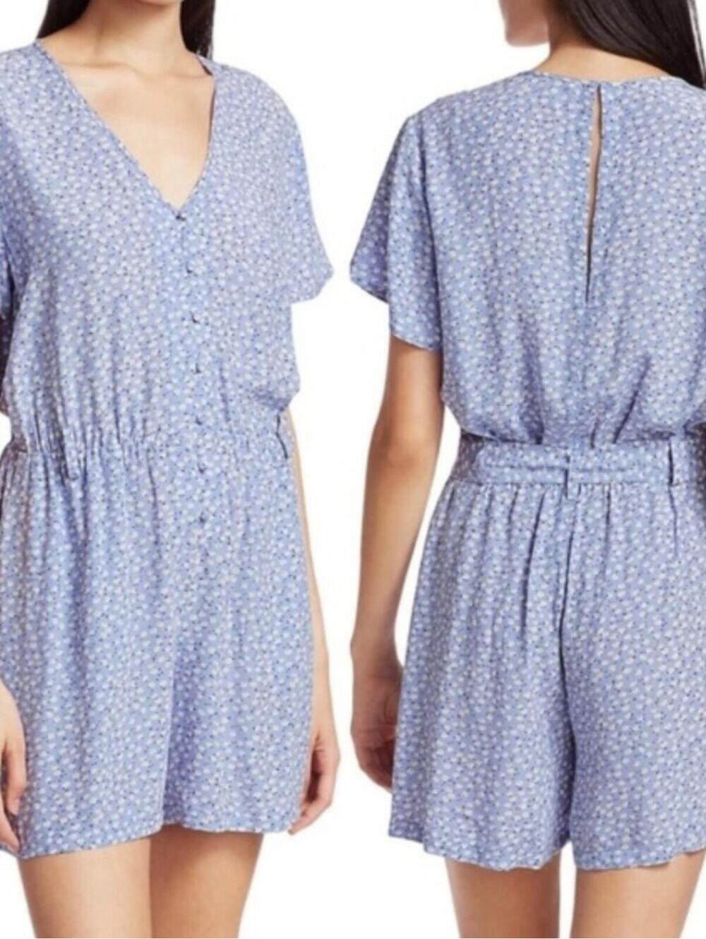 Rails Sky Blue Daisy Short Sleeve Romper Size Medium
